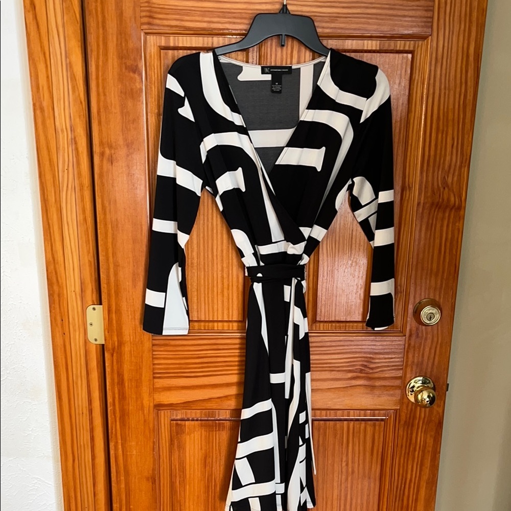 INC International Concepts Black and White Geometric Dress